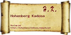 Hohenberg Kadosa névjegykártya